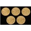 Image 2 : 5 Gem UNC 2000 American Eagle $5 Gold Coins 1/10 Oz