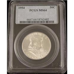 1954 Franklin Silver Half Dollar PCGS MS64
