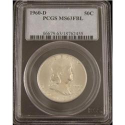 1960D MS63 FBL PCGS Franklin Silver Half Dollar
