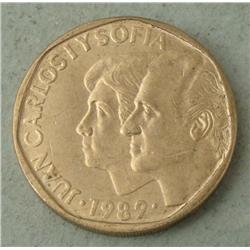 500 Pesetas Spain Juan Carlos & Sofia Coin UNC 1989