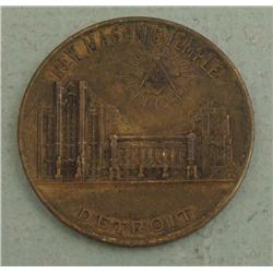 Detroit Michigan Masonic Commemorative Medal 1922
