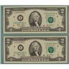 Image 1 : 2) 2003 Consec # $2 Notes Two Dollar Bills I Mint MN CU