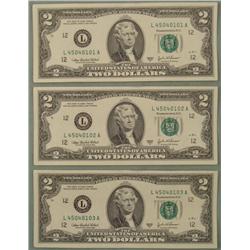 3 Conscec CU 2003-A $2 Bill Notes L Mint San Francisco