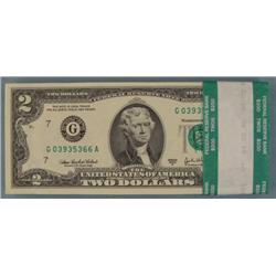 100 Consecutive $2 Chicago Bank Wrapped Notes 2003 A CU