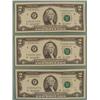Image 1 : 3 Consecutive # 2003 A $2 Bills Notes Atlanta Mint CU