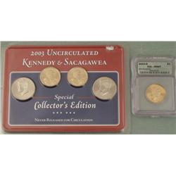 2003 UNC Kennedy & Sacagawea Collectors Ed 4 Coins +