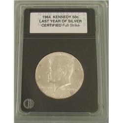 1964 UNC Kennedy Half Dollar -Full Strike, Certified