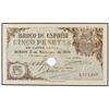 Image 1 : 5 Pesetas. -  21 Noviembre 1936. -  X manuscritas, borradas en anverso y reverso. Taladro central. (