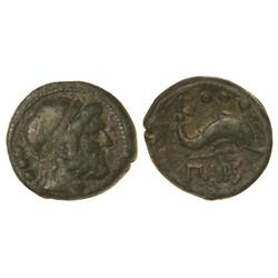 Cuadrans. -  268-89 a.C. -  PAESTUM. POSEIDONIA. -  Anv.: Cabeza diademada de Poseidón a derecha, de