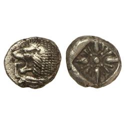 1/12 Estátera. -  Siglo VI a.C. -  MILETOS. -  Anv.: Cabeza de león a izquierda. Rev.: Estrella orna