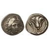 Image 1 : Didracma. -  387-304 a.C. -  RODAS. -  Anv.: Cabeza de Helios de frente mirando a derecha. Rev.: Ros