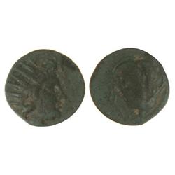 AE 12. -  167-88 a.C. -  RODAS. -  Anv.: Cabeza de Helios radiada a derecha. Rev.: Rosa. 1,20 grs. A