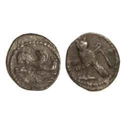 1/15 Shekel. -  360-332 a.C. -  TIRO. FENICIA. -  Anv.: Hipocampo a izquierda. Rev.: Lechuza a izqui