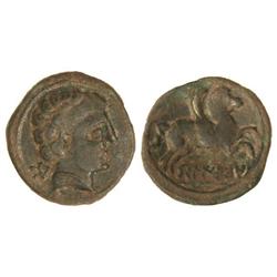 Semis. -  BELIGIOM. -  Anv.: Cabeza masculina a derecha, detrás letra ibérica Be. Rev.: Pegaso, deba