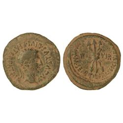 Semis. -  ÉPOCA DE AUGUSTO. -  BILBILIS. -  Anv.: AVGVSTVS DIVI F. PATER PATRIAE. Cabeza laureaada d