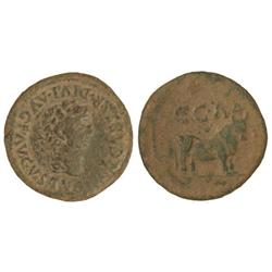 As. -  CAESARAUGUSTA. -  Anv.: TI. CAESAR DIVI AVGVSTI F. AVGVSTVS. Cabeza laureada de Tiberio a der