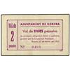 Image 1 : 2 Pessetes. -  25 Febrer 1937. -  Aj. de BOBERA. -  MUY ESCASO. AT-522; T-559. MBC+. -  -