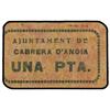 Image 1 : 1 Pesseta. -  Aj. de CABRERA D´ANOIA. -  Cartón. Numeración sin asterisco. RARO. AT-554; T-653. EBC.