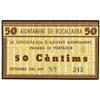 Image 1 : 50 Cèntims. -  Setembre 1937. -  Aj. de ROCALLAURA. -  MUY ESCASO. AT-2183; T-2522. EBC+. -  -