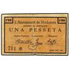 Image 1 : 1 Pesseta. -  Maig 1937. -  Aj. de RODONYÀ. -  MUY ESCASO. AT-2193; T-2532. MBC. -  -