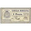 Image 1 : Lote 2 billetes 50 Céntimos y 1 Peseta. -  Junio 1937. -  C.M. de SARIÑENA (Huesca). -  KG-690. MBC.