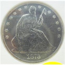 1873 NO ARROWS OPEN 3 type Seated Liberty Half Dollar