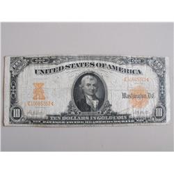 $10 GOLD CERTIFICATE 1907 SMALL SERIAL NUMBERS TOUGH DATE