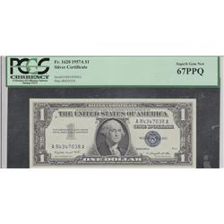 SUPERB GEM 67 $1 1957 SILVER CERTIFICATE PCGS PPQ