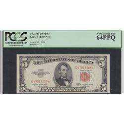 $5 LEGAL TENDER 1953 b RED SEAL PCGS UNC 64 PPQ