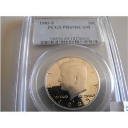 1985 S PCGS KENNEDY HALF PROOF 69 DCAM SHARP