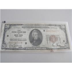 $20 FRBN NEW YORK 1929 BROWN SEAL