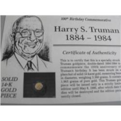 GOLD TRUMAN COMMEMORATIVE 100TH BIRTHDAY