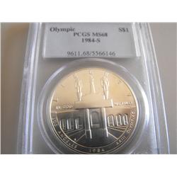OLYMPIC 1984s SILVER $1 DOLLAR COMM PCGS MS 68