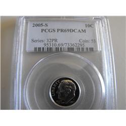 2005 S PCGS PROOF 69 DCAM DIME