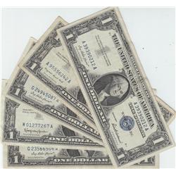 GROUP OF 5 $1 NICE SILVER CERTIFICATES 1957