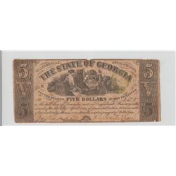$5 GEORGIA OBSOLETE 1864 CURRENCY