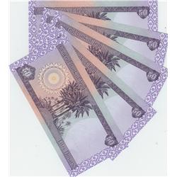 5 IRAQ 50 DINAR NOTES UNC