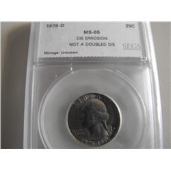 ERROR 1976 D DIE EROSION QUARTER BICENTENNIAL