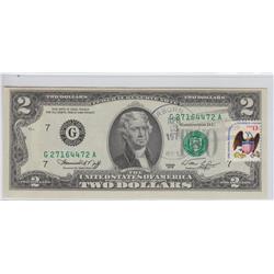$2 FIRST DAY ISSUE FEDERAL RESERVE NOTE 1976 STAMPED