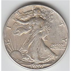 1939 WALKING LIBERTY SILVER HALF 50c