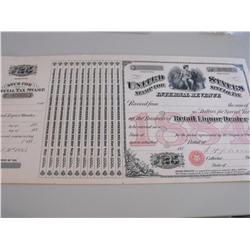 $25 UNITED STATES LIQUOR APRIL 30, 1884 TAX STAMP SIGNED