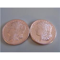 (2) 1 ONE OUNCE COPPER PROOFS .999 FINE