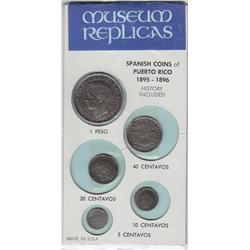OLD SPANISH COINS OF PUERTO RICO 1895 TO 1896 PESO