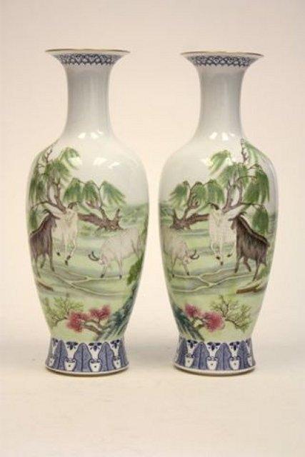 Pr Chinese Porcelain Vases Qing Long Mark
