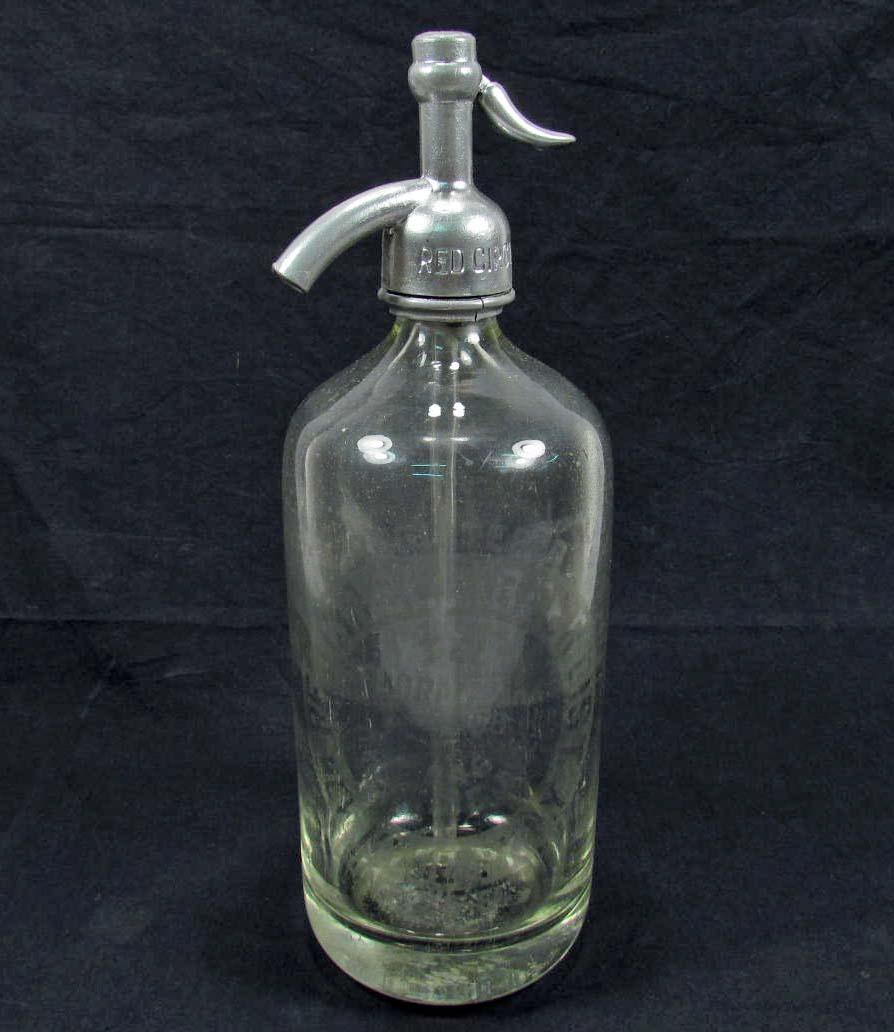 ANTIQUE GLASS SELTZER BOTTLE RED CIRCLE BEER NEW HYDE PARK, NY