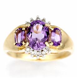 2.55ct Natural Amethyst 10 Diamond 9k Gold Ring (JEW-9459X)