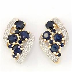 1.56ct Bl Sapphire Diamond 9k Gold Earrings (JEW-9245X)