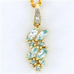 1.31ct Natural Bl Topaz Diamond 9k Gold Pendant (JEW-9315X)
