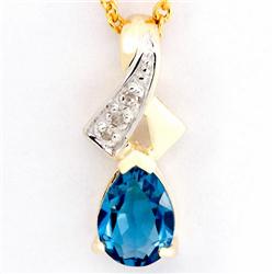 .83ct London Bl Topaz Diamond 9k Gold Pendant (JEW-9322X)