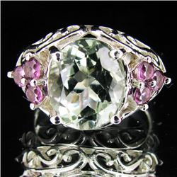 30.75ctw Green Amethyst Garnet Sterling Ring (JEW-2842)